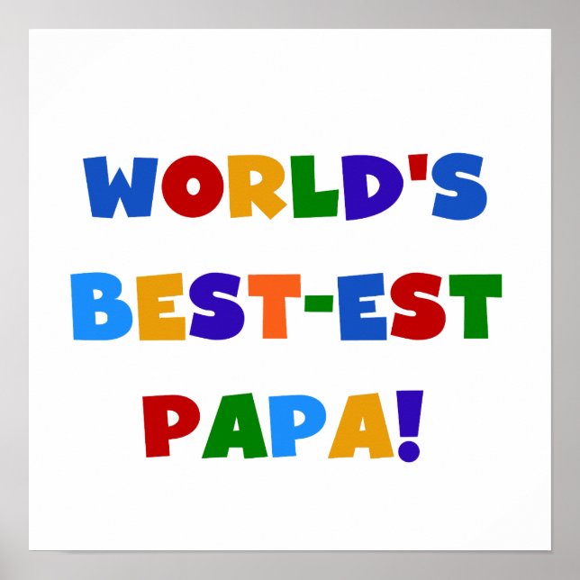 Poster Bright Colours World's Best Papa Tshirts and Gifts (Devant)