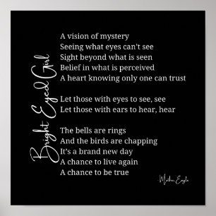 Poster Bright Eyed Girl Inspirational Poem Poem Wall Post