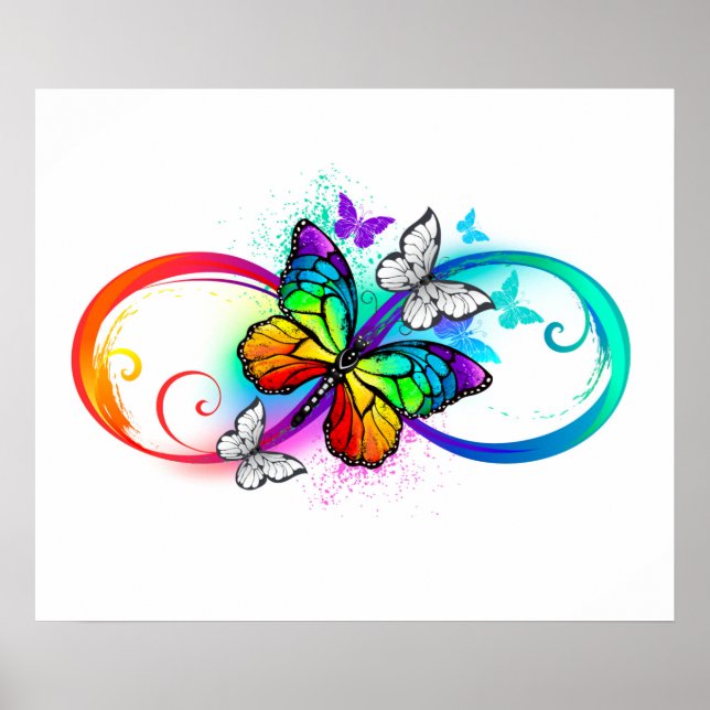 Poster Bright infinity with rainbow butterfly (Devant)
