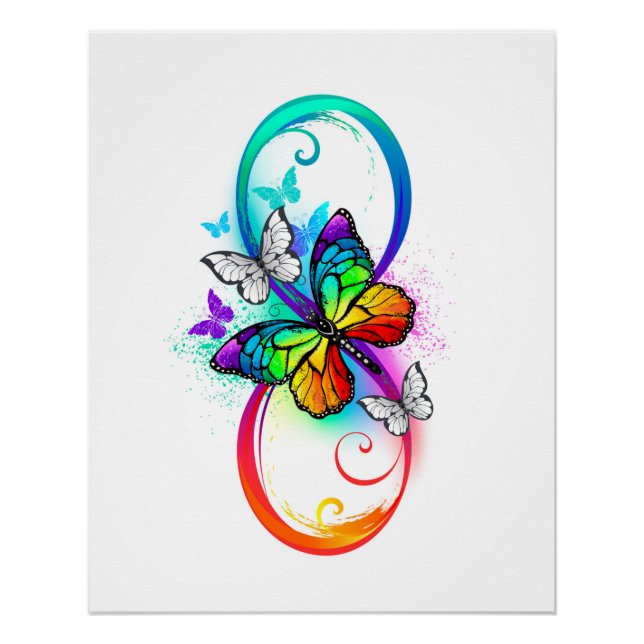 Poster Bright infinity with rainbow butterfly (Devant)