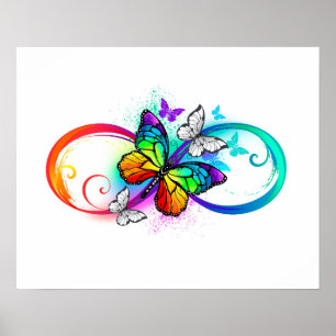 Poster Bright infinity with rainbow butterfly