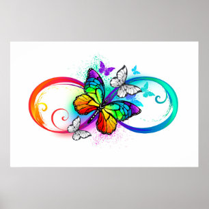 Poster Bright infinity with rainbow butterfly