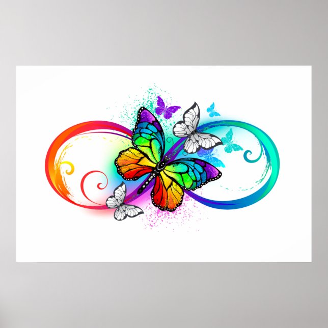Poster Bright infinity with rainbow butterfly (Devant)