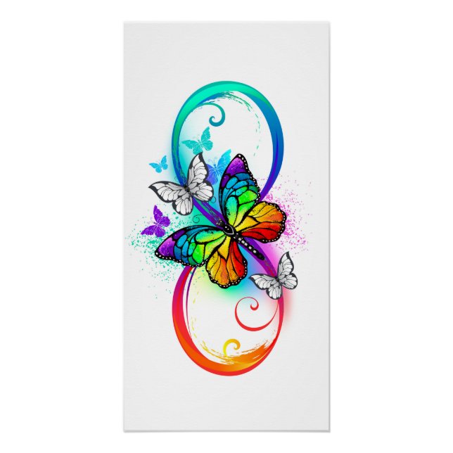 Poster Bright infinity with rainbow butterfly (Devant)