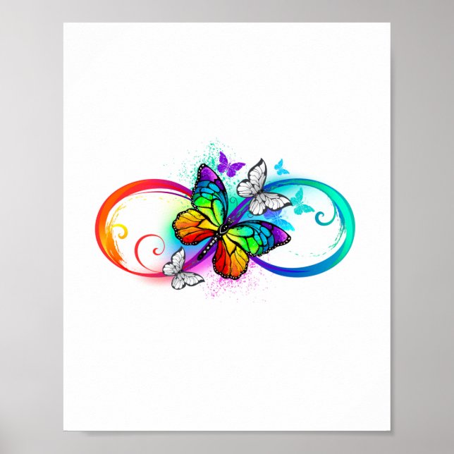 Poster Bright infinity with rainbow butterfly (Devant)