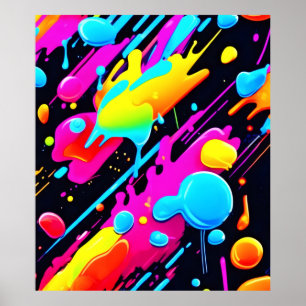 Poster Bright Neon Splashes dans l'oeuvre Abstraite