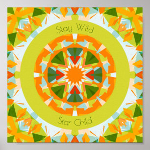 Poster Bright Orange Green Reste Sauvage Enfant Star Nurs