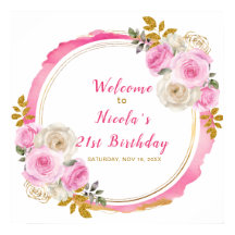 Bright Rose and Gold Elegant Flowe Anniversaire