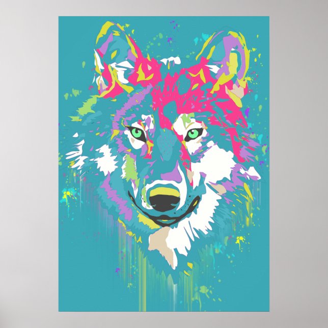 Poster Bright rose turquoise moderne artistique audacieux (Devant)