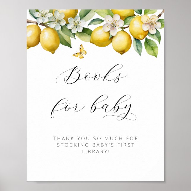 Poster Bright Summer Lemon Baby shower Livres Pour Bébé (Devant)