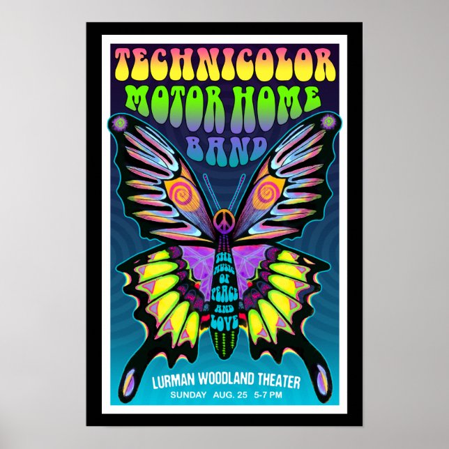 Poster Bright TMH Psychedelic Butterfly Lurman Concert (Devant)