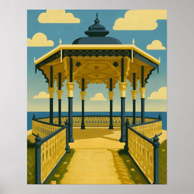 Poster Brighton Bandstand - Art de l'architecture côtière (Devant)