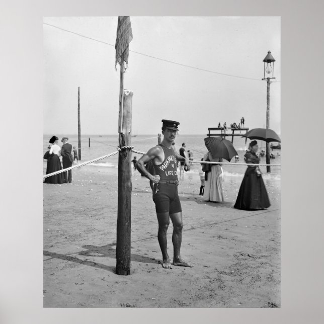 Poster Brighton Beach Lifeguard, début 1900 (Devant)
