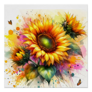 Poster brillant - Belle Tournesol Jaune, Art
