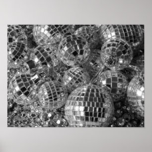 Poster Brillant Boule Disco Ornements noir et blanc Photo