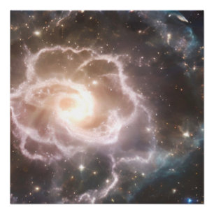 Poster brillant Cosmic Nebula Rose Blossom