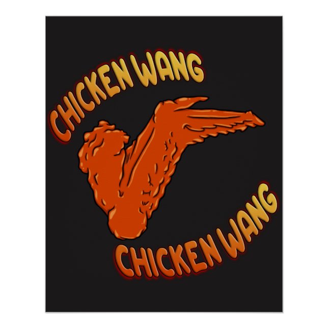 Poster brillant de l'aile de poulet Zazzle (Devant)