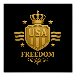 Poster brillant de l'Emblème d'or de la liberté de