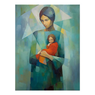 Poster brillant de Mur Mère & Enfant artisanal