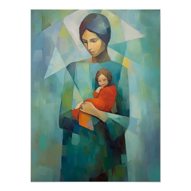Poster brillant de Mur Mère & Enfant artisanal (Devant)