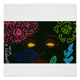 Poster brillant Fleur Visage