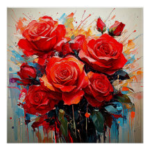 Poster brillant - L'oeuvre des Roses Rouges