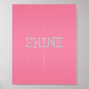 Poster Brillant rose avec Parties scintillant argent Post