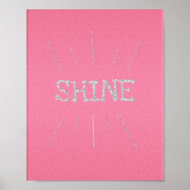 Poster Brillant rose avec Parties scintillant argent Post (Devant)