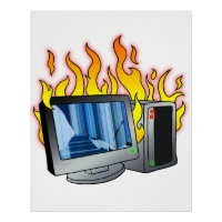 Poster brillant Zazzle Fire d'ordinateur
