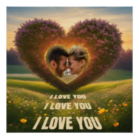 Brin de fleurs en forme de coeur avec photo indivi