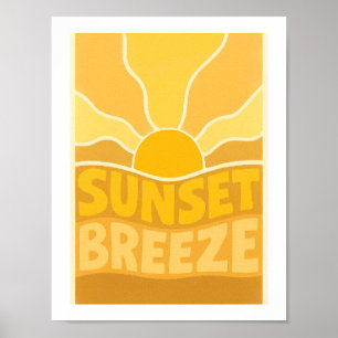 Poster Brise de coucher de soleil Rétro Typographique Côt