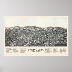 Poster Bristol, carte panoramique de CT - 1889