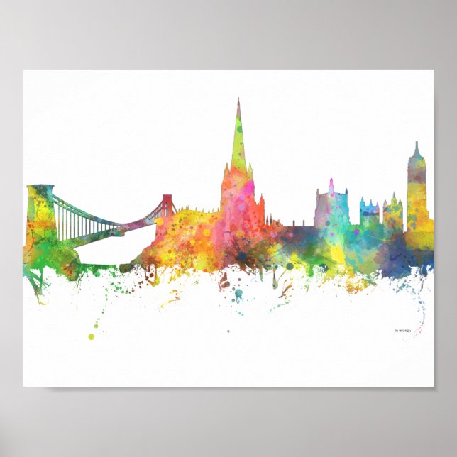 POSTER BRISTOL, UK SKYLINE (Devant)