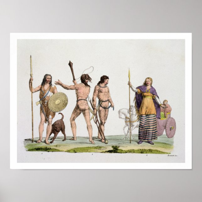 Poster Britanniques, Calédoniens et Reine Boadicea, plaqu (Devant)