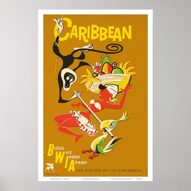 Poster British West Indies Airways (Devant)