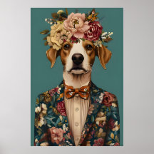 Brittany Spaniel In Suit Poster, Brittany