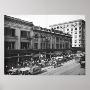 Poster Broadway et Fourth Street, Los Angeles, vers 1908