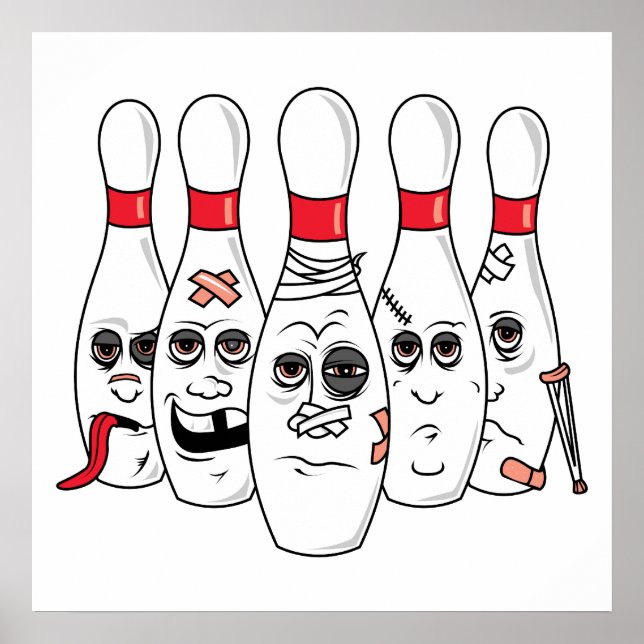 Poster broches de bowling blessées cassées (Devant)