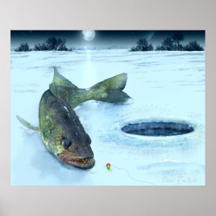 Poster Brochets vairons sur la glace