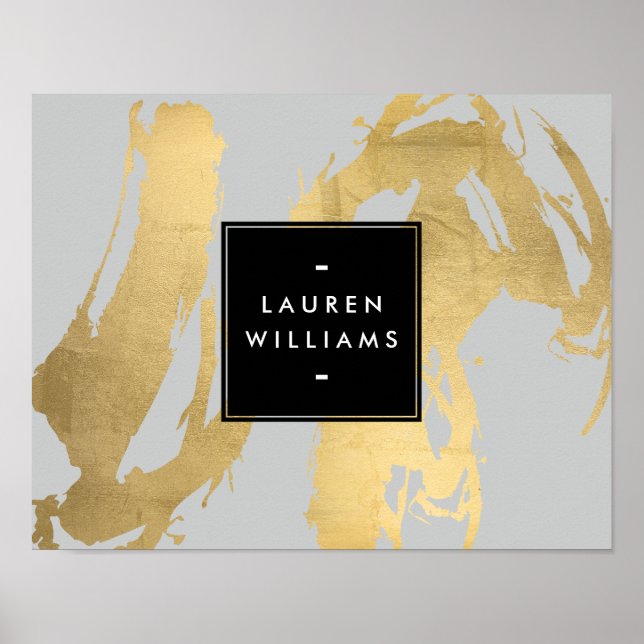 Poster Brochures Abstraites Faux Gold sur Grey (Devant)
