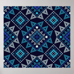 Poster Broderie ethnique Boho Motif sans couture
