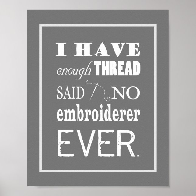 Poster Broderie Pas Suffisamment Thread Craft Room Sombre (Devant)