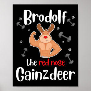 Poster Brodolf au nez rouge Gainzdeer Hommes Gym Noël