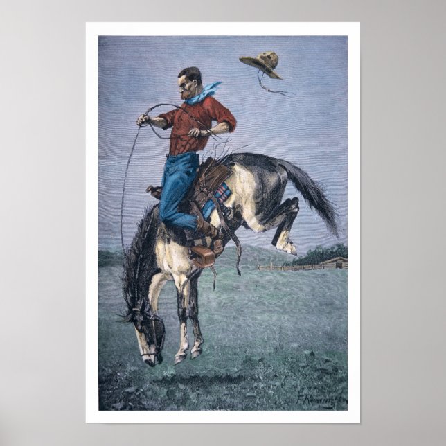 Poster Bronco-Buster (gravure colorée) (Devant)