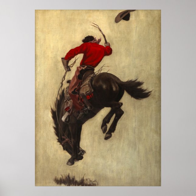 Poster Bronco par Newell Convers Wyeth (Devant)