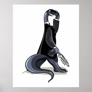 Poster Brontosaurus Habillé Comme Un Personnage De Film.
