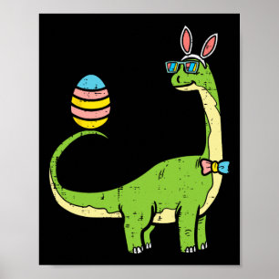 Poster Brontosaurus Oreilles de Lapin Œuf Jour de Pâques 