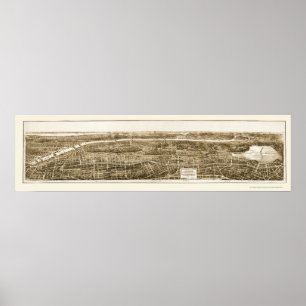 Poster Bronx, NY Carte panoramique - 1897