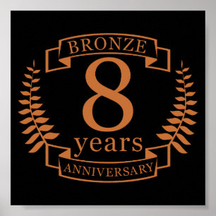 Poster Bronze huitième anniversaire mariage 8 ans