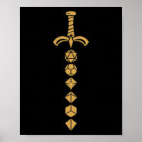 Bronze Polyhedice Dice Tablett épée RPG